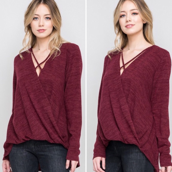 ❤️❗️Last 1! XL criss cross neckline sweater top - Picture 3 of 3